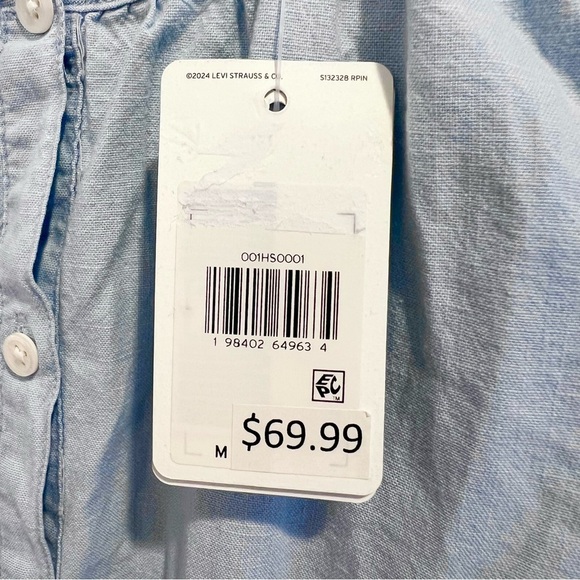New $70 Levi's Jolene Blue Relaxed Button Down Dress, M - Picture 4 of 11